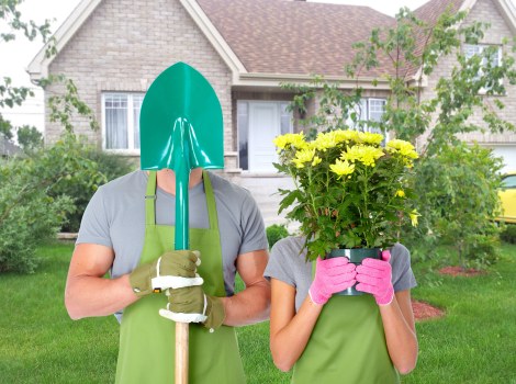 Professional team clearing an overgrown garden